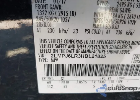 2017 Lincoln Mkx Reserve from USA, damaged, VIN 2LMPJ6LR3HBL21825